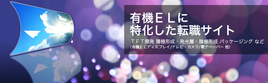 TFT開発 陽極形成・発光層・陰極形成 パッケージング など（有機ELディスプレイ/テレビ・カメラ/電子ペーパー 他）